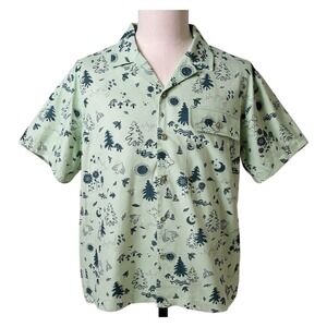 NEW Marmot Men's LARGE Muir Novelty Camp Collar Short Sleeve Shirt Green